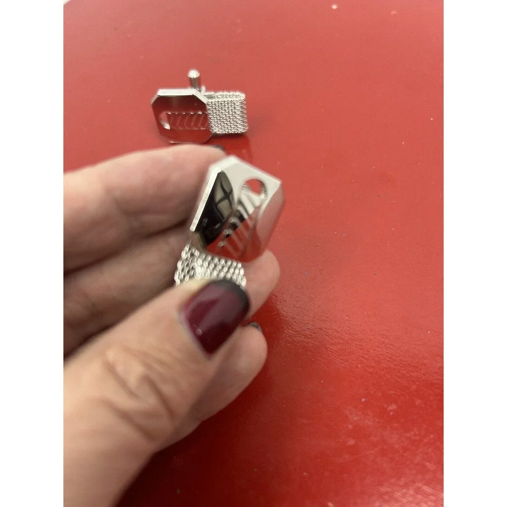 Vintage Men's Unique Cuff Links Set Silver‎